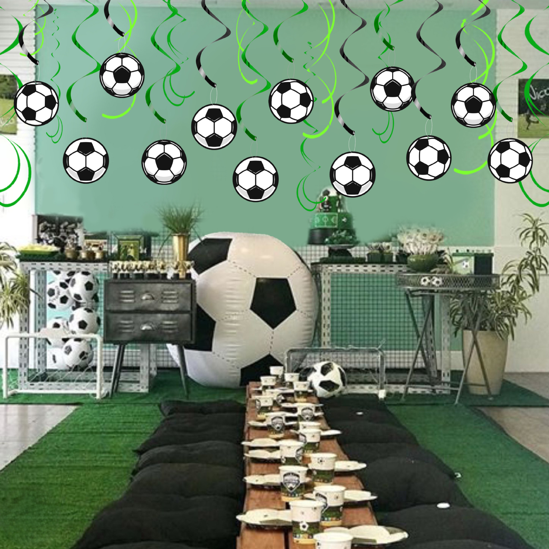 국경 흰 발 스포츠 테마 나선형 교수형 장식품 월드컵 파티 장식 용품 축구 게임 분위기 매달려 장식품