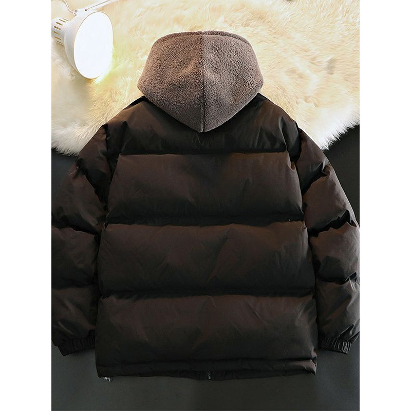 Otoño y invierno nuevo diseño de capuzas sueltas de tamaño grande falso de dos piezas de abrigo de moda adolescente casual grueso abrigo de algodón cálido