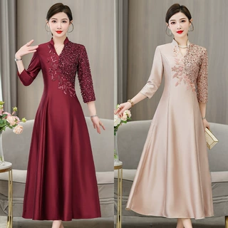 yqwl6625喜婆婆婚宴装礼服裙2026夏季新款气质优雅修身连衣裙女