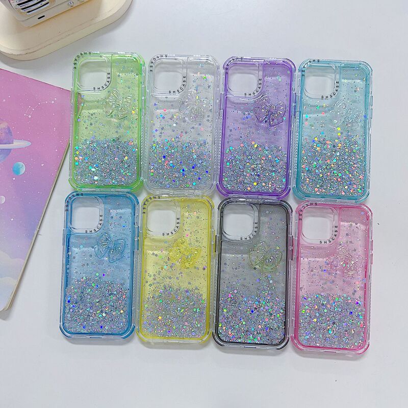 Cross-border foreign trade applicable Samsung S23ULTRA butterfly epoxy protective cover HONORX8A Apple 15 phone case