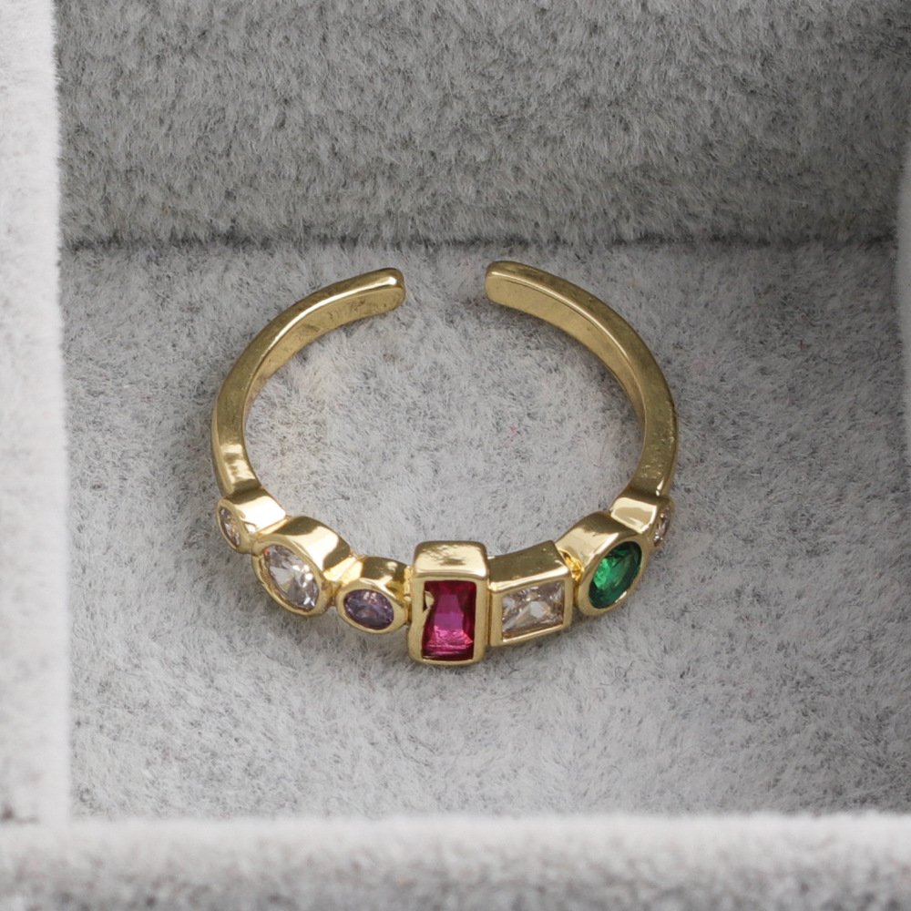 Fashion flower copper inlaid zircon rings wholesale