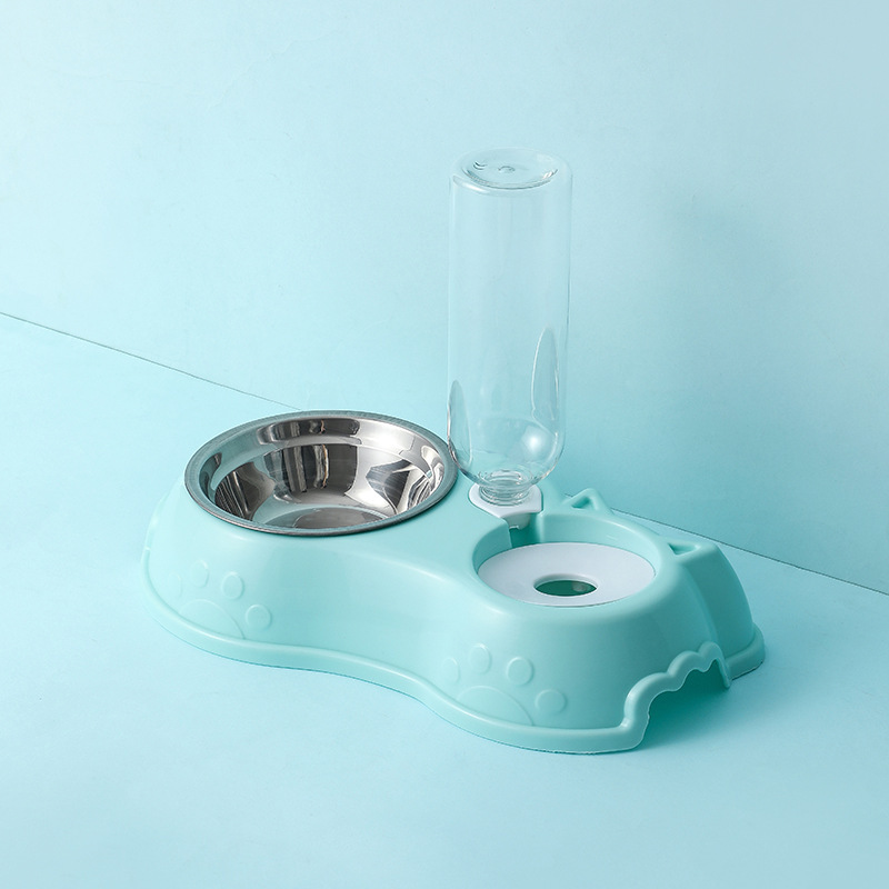 Transfronterizo mascota gato doble tazón fuente de agua potable automática de acero inoxidable perro comida tazón de fuente de agua boca a prueba de humedad suministros para gatos