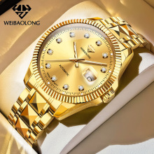 威宝龙新款品牌瑞士机芯全自动手表双历鉴定证书真钻手表男腕表男