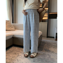 秋季孕妇九分直筒格子阔腿裤孕妇宽松休闲无托腹高腰老爹裤夏季