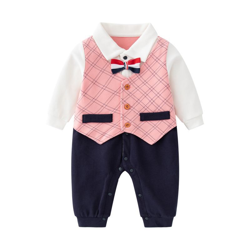 One Year Old Gentleman's Dress Academy Style Baby One-piece Dress Class A Newborn Full Moon Dress Baby Clothes Clearance Special Price