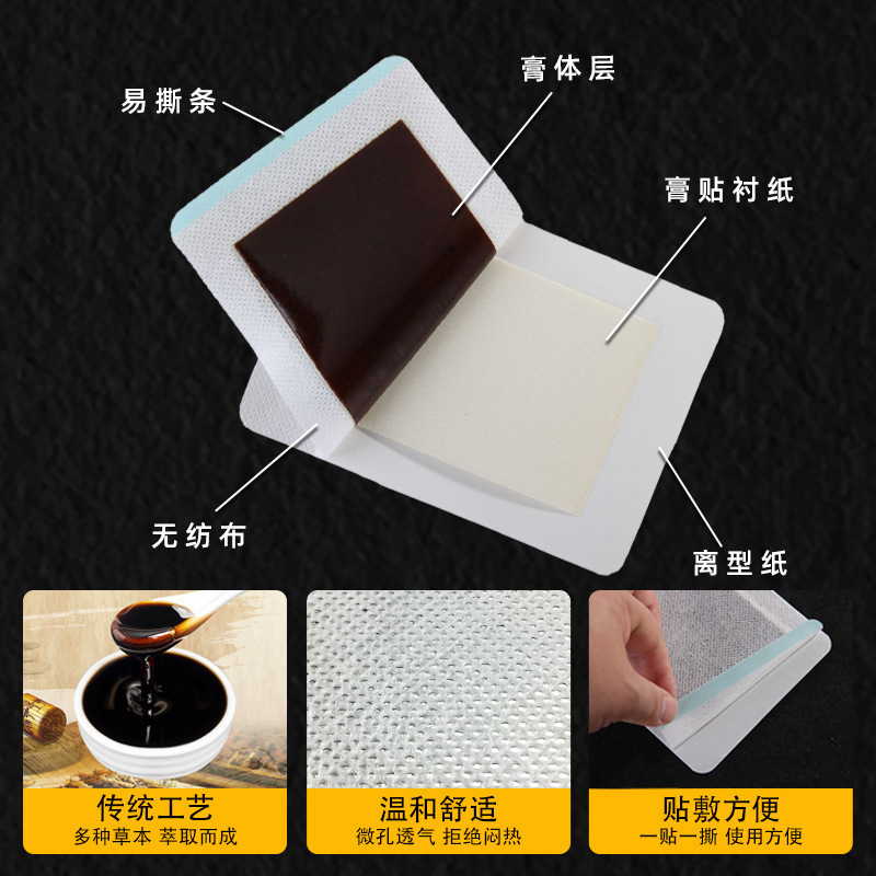 益豪黒膏は手作りで首と肩の腰椎を貼ります。|undefined