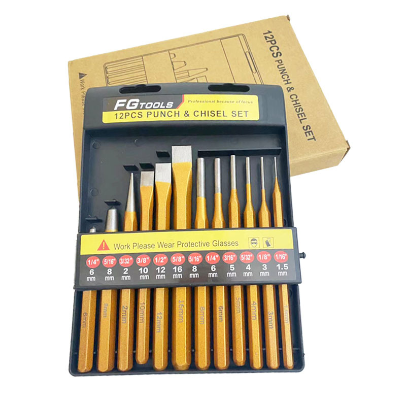 라운드 펀치 + 플랫 끌 세트 12 조각 세트