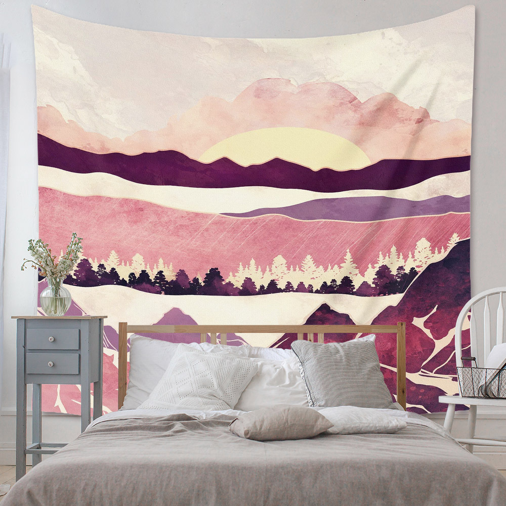 Bohemian Moon Mountain Painting Wall Cloth Decoration Tapestry Wholesale Nihaojewelry display picture 126