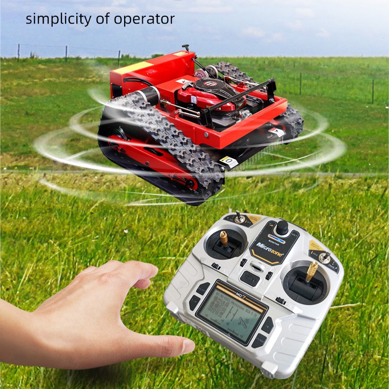 出口欧美小型远程遥控履带式割草机 农场草坪果园杂草修剪机