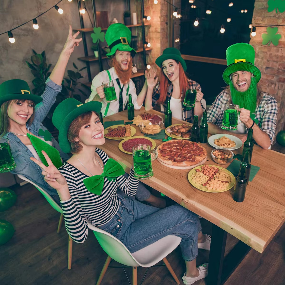 2025, neuer irischer Zylinder zum St. Patrick's Day, Bart, grünes Kleeblatt, Hüte für St. Patrick Day, Zuhause, Party, Dekoration, Cosplay, Kostüm-Requisiten – Detail 1