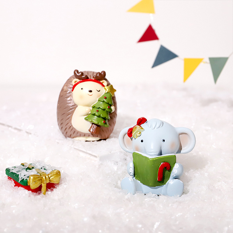 Zakka decoración de Navidad creativa ins decoración de escritorio del hogar coche de dibujos animados pequeña decoración regalo de vacaciones