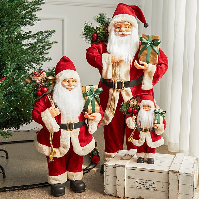 Nuevo adorno de muñeca de Santa Claus de Amazon Decoración de escena navideña Decoración de escritorio de ventana de hotel