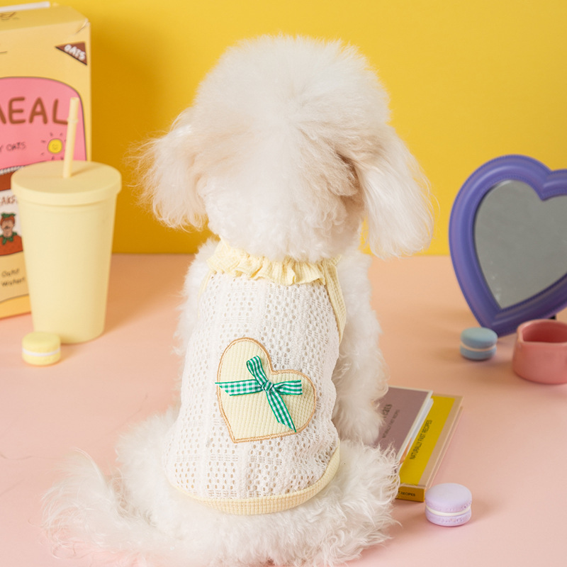 Primavera y verano perro amor arco de mariposa eslingas hueco gato damas ropa de dos patas perros pequeños y medianos ropa de perros