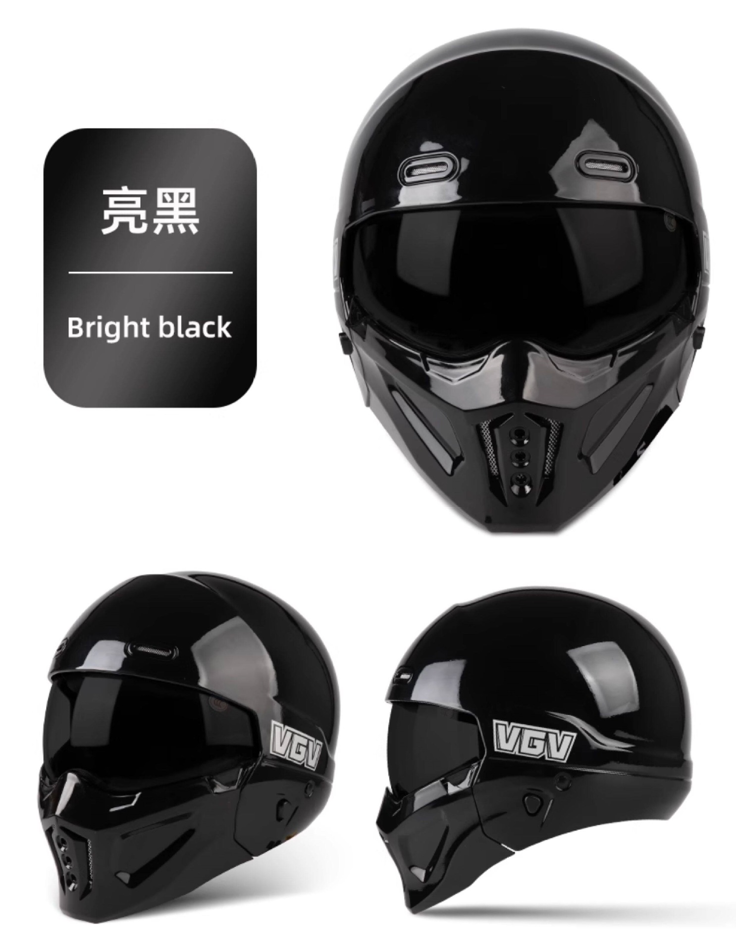 3C Motorcycle Scorpion Helmet for Men and Women, Winter Warm Riding Motorcycle Cruising Full-Face Helmet, Retro Three-Quarter Helmet