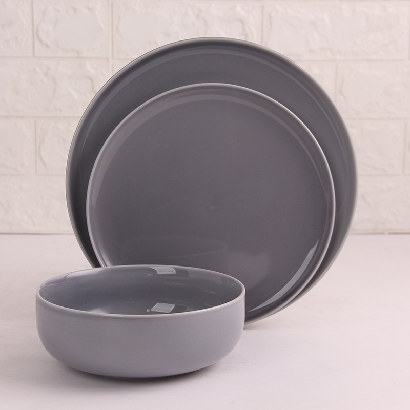 Brillante gris Porcelian cargador cena Nordic ins restaurante Hotel vajilla de cerámica