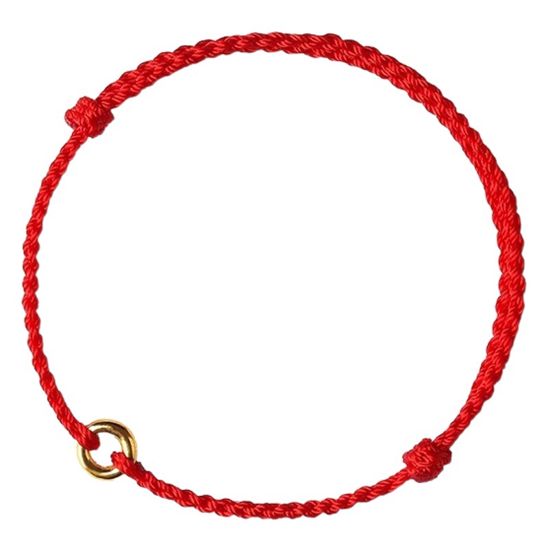 Ancient gold color protection safety buckle thin red rope bracelet female birth year woven bracelet anklet female rabbit year male couple gift