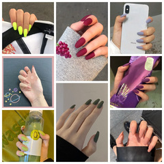 歐美磨砂短芭蕾新色純色穿戴甲成品假指甲美甲貼片指甲貼片可拆卸