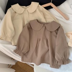 Korean Spring and Autumn Season Girls' Stylish Doll Shirt for Kids, Little Girls and Babies, Long-Sleeved Shirt 0029A038