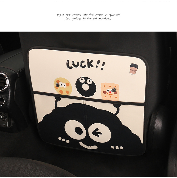 Car Seat Back Anti-Kick Pad Storage Bag Kidsren's Anti-Kick Pad Cartoon Cute Briquettes Car Rear Anti-Kick Anti-Fouling Pad