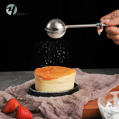 Stainless steel 304 powder distributor press-type round tea strainer tea separator, flour sieve icing sugar tool baking small tools