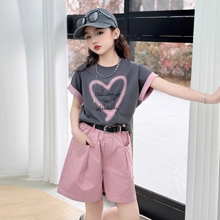 New Style Summer Suit for Girls That Can Be Shipped on Behalf of Others 2025 New Style Children's Style Thin Casual Short-Sleeved Summer Suit for Older Children in Summer