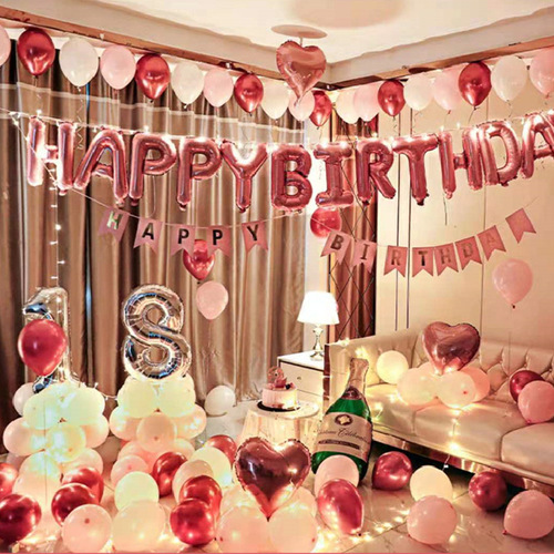 Internet celebrity birthday balloon set wholesale new boyfriend and girlfriend party layout decorative aluminum film balloon background wall
