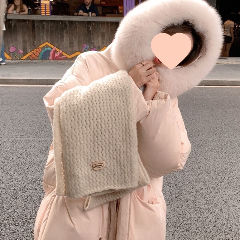 冬新款大毛领短款中长加长系列款加厚时尚羽绒棉服女粉色