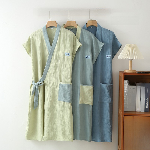 Women's and Men's Couple's Crepe Gauze Bath Towel Wearable Sleeveless Robe