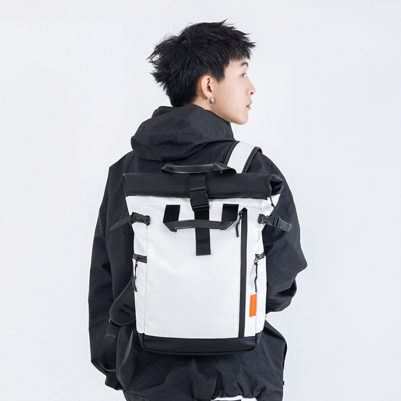 Large-Capacity Folding Roll-Top Backpack for Men and Women, Trendy Casual Backpack, Outdoor Travel Backpack, Computer Bag