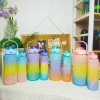 capacity Size Sets of cups Gradient Color Network Plastic Water cup men and women motion kettle bounce student Rainbow Cup