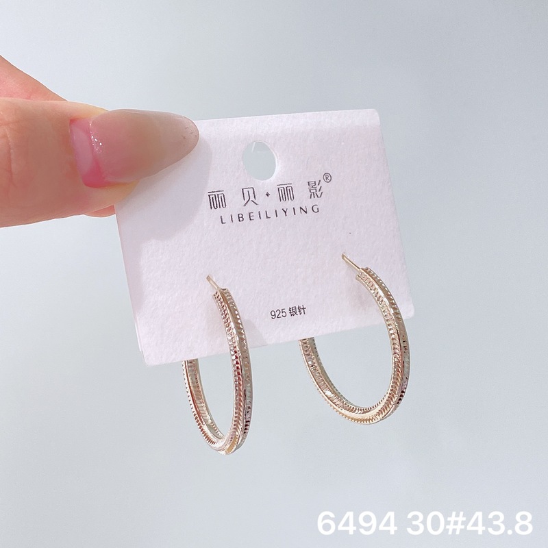丽贝丽影丽银欧美时尚高级感素圈耳环2025新款爆款个性小众女耳圈|undefined