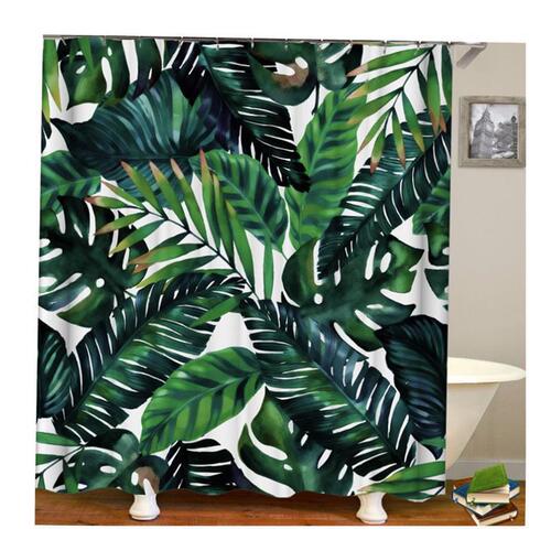 Green Tropical Plants Shower Curtain Bathroom Waterproof