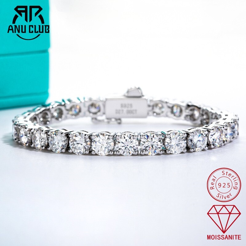 Cross-Border 925 Silver Gold-Plated D-Color Moissanite Tennis Bracelet, Fashionable and Luxurious, European and American Quality Tennisbracelet Cross-Border 925 Silver Gold-Plated D-Color Moissanite Tennis Bracelet, Fashionable and Luxurious, European and American Quality Tennisbracelet