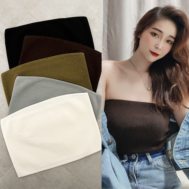 Mulberry Silk ji Fine Wool Strapless Top Women's Tight Stretch Short Base Vest