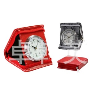 Portable fashion waterproof PU leather folding leather alarm clock gift travel clock source manufacturer LG2027