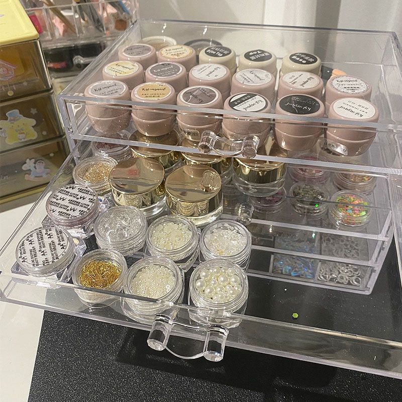 ネイルアート収納ボックス、マニキュア接着剤缶詰接着剤収納、ジュエリーダイヤモンド、アクリル透明引き出し型スパンコール収納ボックス|undefined