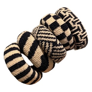 Japanese and Korean-style Black and White Plaid Seamless Hair Ring Simple All-match Hair Rope High Elastic Seamless Colorectal Hair Ring Autumn Hair Accessories