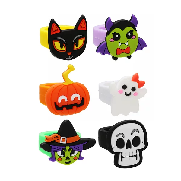 Cross-Border New Halloween Ring Cute Cartoon Ghost Ring Kidsren's Ring Pvc Soft Rubber Toy Small Gift