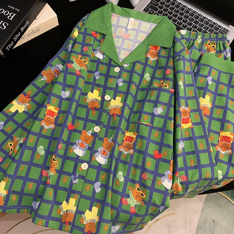 6868#크리스마스 격자 무늬 곰