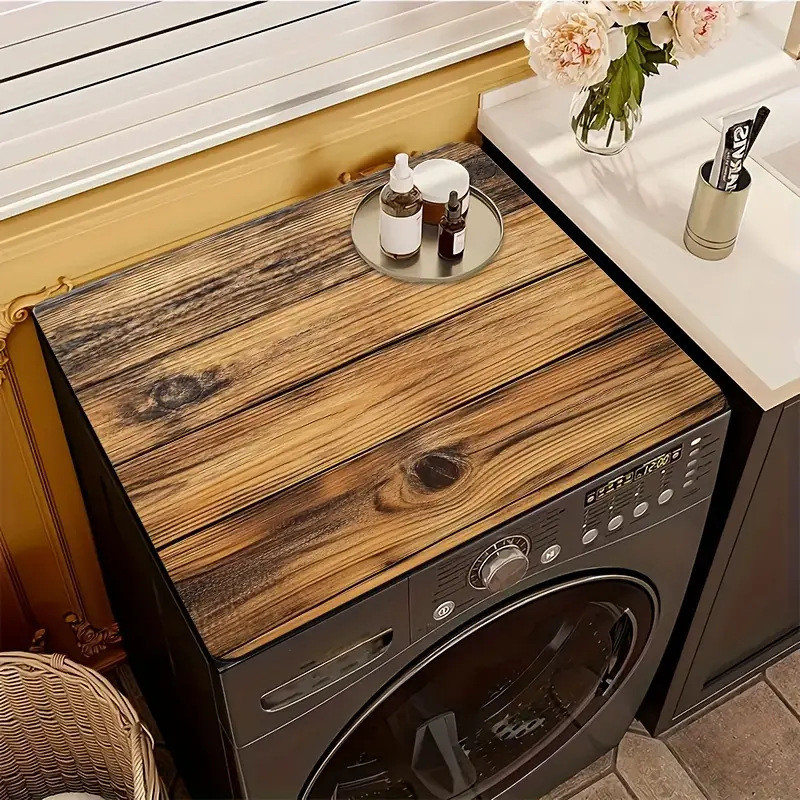 Cross-Border Wood Grain Washing Machine Dust Cover, Water-Absorbent Quick-Dry Diatom Mud Cover, Balcony Tabletop Sun Protection Cover, Direct Supply from Manufacturer