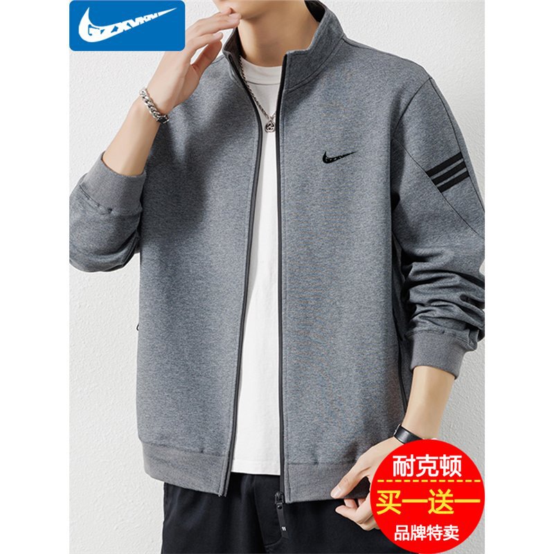 A generation of hair brand cardigan sweater men's spring and autumn new stand collar sports casual jacket fleece-lined loose A generation of hair brand cardigan sweater men's spring and autumn new stand collar sports casual jacket fleece-lined loose