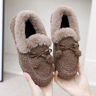 Doudou Shoes Autumn and Winter New Women's Cotton Shoes Korean Style Plus Velvet Women's Shoes Furry Shoes Warm Home Women's Shoes