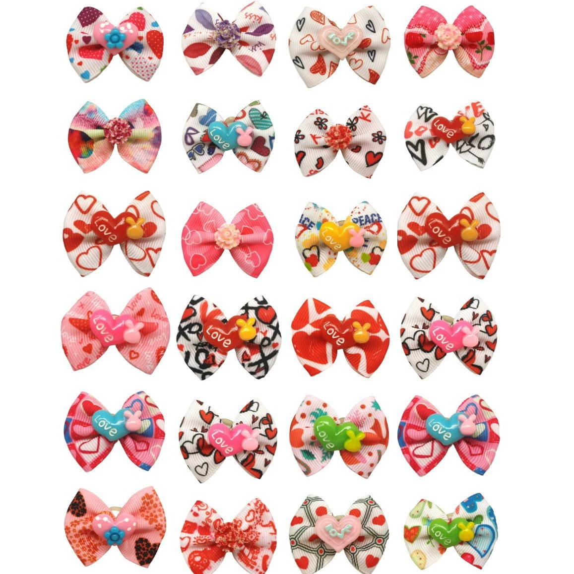 День Святого Валентина marzis Тедди заколка для домашних животных головной убор рулон цветок персик сердце стиль