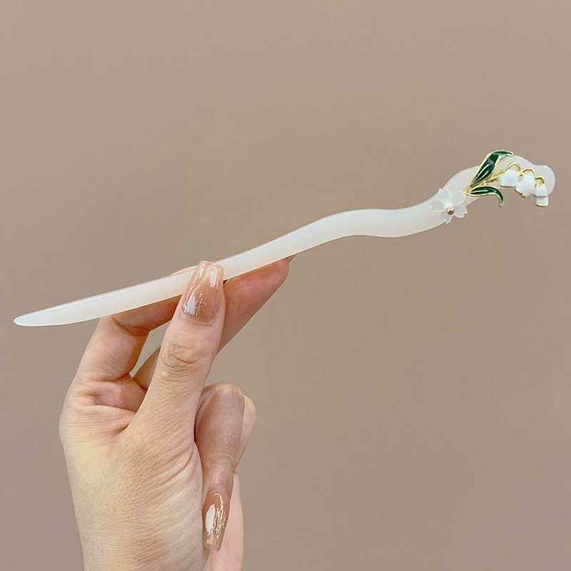 天然黑檀木发簪女清冷感发饰玉兰花步摇簪子古风旗袍头饰日常盘发|undefined