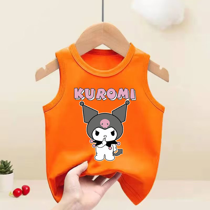 三麗鷗Kuromi 庫洛米熱銷新品童裝中大童無袖背心卡通印花亞馬遜