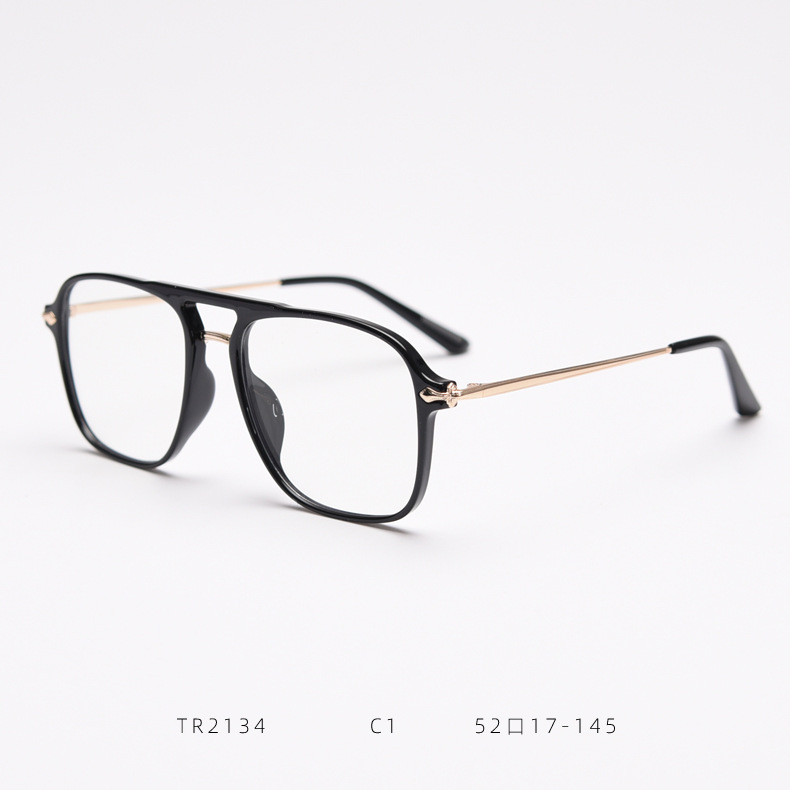 Unisex TR2134 Korean Style Double Bridge Aviator Glasses Frame Plain Prescription Frame Trendy Celebrity Street Style For Myopia_voghion.com