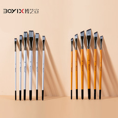 博藝宣新款原木六支槍灰雙色毛高品質美術套裝尼龍水粉丙烯畫筆