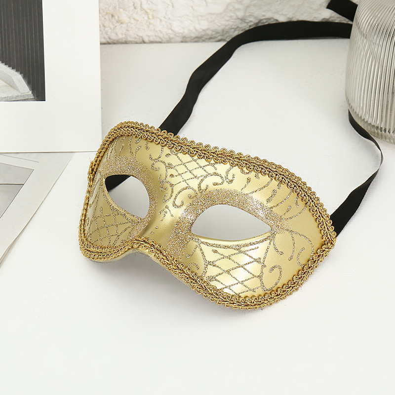 Accesorios de Halloween Ball Adultos Media cara máscara negra Blanca máscara de ojos gruesa para hombres y mujeres artículos de Navidad retro