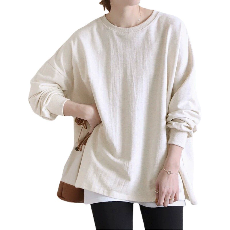 Экспортируется в Японию, женская одежда, осенне-зимняя новая полосатая толстовка, женская свободная хлопковая большая версия, нижний топ, женский горячий стиль