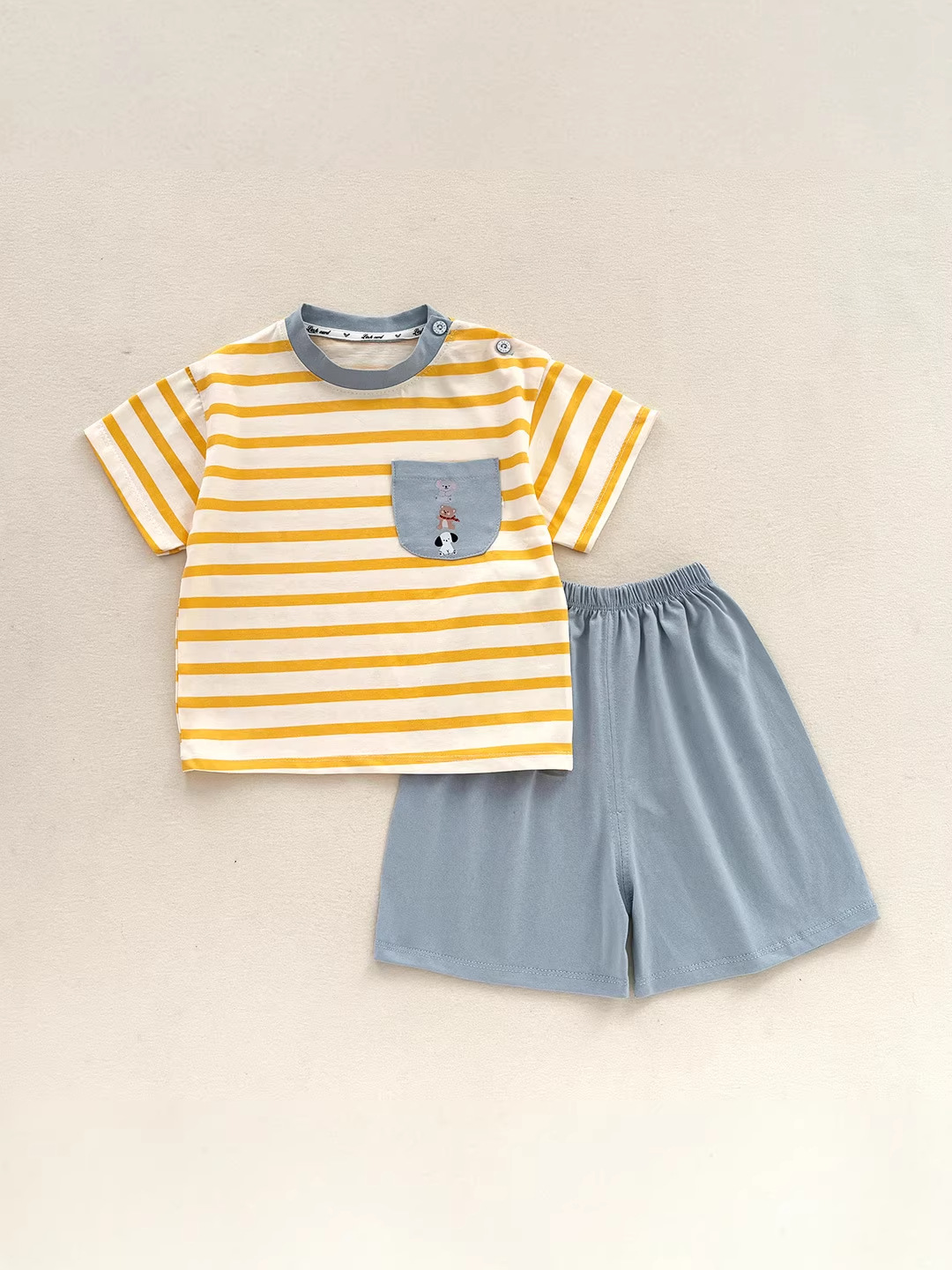 Nuevas camisetas de muñecas para niños manga corta de dibujos animados de algodón para niños y niñas de verano dos piezas para niños antibacterianos de clase A
